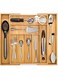 Cutlery Organizer, Bamboo Silverware Organizer, Expandable Cutlery Tray, Utensil Drawer Organizer in Kitchen for Spoons Forks Knives, Multipurpose Use, Natural, Large