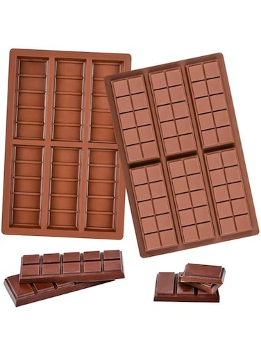 ELECDON Silicone Chocolate Bar Sweet Moulds Hot Chocolate Moulds Rectangle Baking Silicon Bakeware Moulds Shape Wax Flexible Moulds, Pack of 2