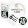 LAVISH Biodegradable 7-Inch Bagasse Plates with Plastic Cutlery   20-Pack Eco-Friendly Disposable Dinnerware Set for Hot &amp; Cold Food