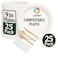 LAVISH Biodegradable -9 Inch Bagasse Plates with Wooden Cutlery   25-Pack Eco-Friendly Disposable Dinnerware Set for Hot &amp; Cold Food