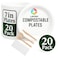LAVISH Biodegradable 7-Inch Bagasse Plates with Wooden Cutlery   20-Pack Eco-Friendly Disposable Dinnerware Set for Hot &amp; Cold Food