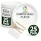 LAVISH Biodegradable 10-Inch Bagasse Plates with Wooden Cutlery   25-Pack Eco-Friendly Disposable Dinnerware Set for Hot &amp; Cold Food