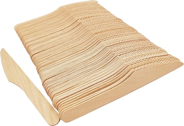 LAVISH 50 Pcs Wooden Dessert Knife &ndash; Eco-Friendly, Biodegradable &amp; Disposable Cutlery &ndash; Natural Birchwood Alternative to Plastic for Parties &amp; Events