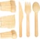 LAVISH 300 Pcs Wooden Cutlery Set Disposable Bamboo Cutlery Eco Friendly 100% All-Natural Birchwood Biodegradable for Picnic Party Celebrations - 100 Wooden Forks, 100 Wooden Knives, 100 Wooden Spoons
