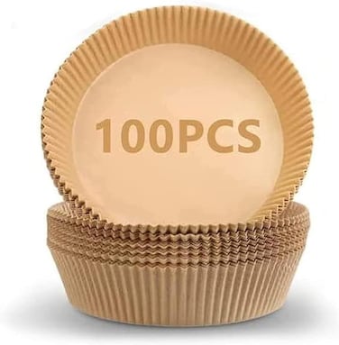 LAVISH Non-Stick Air Fryer Paper Liners &ndash; 100-Pack, 16cm/6.3inch Waterproof &amp; Oil-Resistant for Cooking &amp; Baking