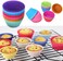 LAVISH 6 Slot Muffins Tray with 6 Pcs Paper Cake Cup Liners   Cupcake Cases   Round Shape Baking Cups   Reusable Silicone   for Handmade Soap, Biscuit Chocolate   Random Color