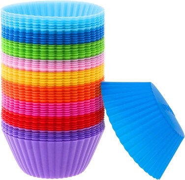 LAVISH Silicone Muffin Cups, 54 Pcs Silicone Cupcake Baking Cups Reusable Muffin Liners Cupcake Wrapper Cups Holders for Muffins, Cupcakes and Candies