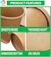 LAVISH 50 Pcs Soup Cups Paper Containers- [16Oz/460ml] Kraft Food Disposable Go To Bowls, Eco-Friendly Biodegradable Perfect For Party, Desert, Hot &amp; Cold Use