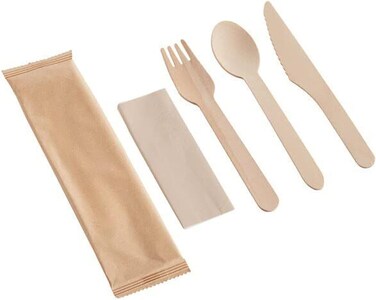 LAVISH [250 Pack] Biodegradable Wooden Cutlery Set with Napkin &ndash; Eco-Friendly &amp; Compostable Utensils &ndash; Disposable Knife, Fork, Spoon, and Napkin for Weddings, Parties &amp; Picnics