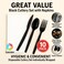 LAVISH 10-Pack Disposable Black Cutlery Set with Napkin &ndash; Individually Wrapped Fork Spoon Knife Combo for Travel, Camping, Events, Takeaway &amp; Parties