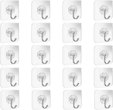 LAVISH 40 Pieces Adhesive Wall Hooks Transparent Strong Suction Hooks For Home Kitchen And Bathroom, Heavy Duty Nail Free Sticky Hangers With Hooks Utility Towel Bath Ceiling Hooks, Transparent