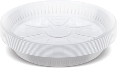 LAVISH 25Pcs White Plastic Plates - 10 Inch (26cm) Lightweight &amp; Durable Food Plates for Weddings, Birthdays, Picnics, Camping, BBQs &amp; Catering
