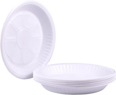 LAVISH 25Pcs White Plastic Plates - 7 Inch (18cm) Multi-Purpose Disposable &amp; Reusable Plates for Party, Wedding, Camping, BBQ, Picnic &amp; Catering