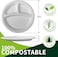 LAVISH   25 Pcs White Sugarcane Biodegradable Plates   3-Section 10 Inch (25cm) Compostable Plates   Eco-Friendly Disposable Dinner Plates   Party, Wedding &amp; Catering Use