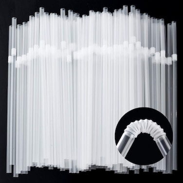 LAVISH Clear Flexible Plastic 200 Pcs Straws &ndash; Disposable, BPA-Free, Food-Grade Drinking Straws for Hot &amp; Cold Beverages, Ideal for Cafes, Parties &amp; Special Events
