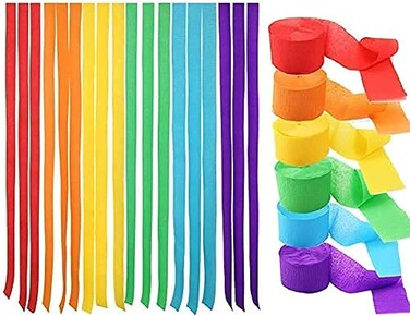 LAVISH Crepe Paper Streamers &ndash; 6 Rolls &ndash; Vibrant Hanging Party Decorations for Birthdays, Weddings, Baby Showers, Bridal Events, DIY Crafts &amp; Theme Parties