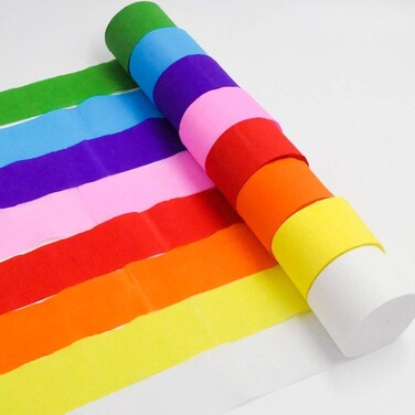LAVISH 8-Roll Crepe Paper Streamers &ndash; Rainbow Party Decorations for Birthdays, Weddings, Baby Showers, Bridal Showers &amp; DIY Craft Projects