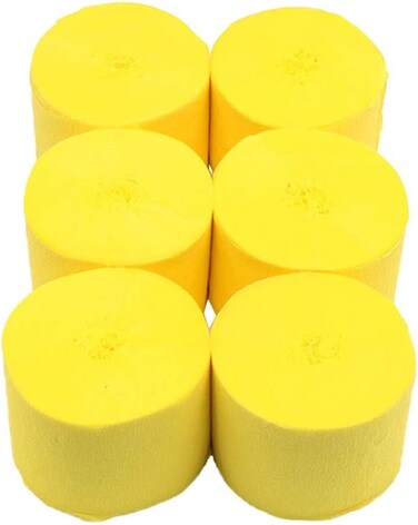 LAVISH Crepe Paper Yellow Streamers &ndash; 6 Rolls, Vibrant Hanging Party Decorations for Birthdays, Weddings, Baby Showers, Bridal Events, DIY Crafts &amp; Theme Parties