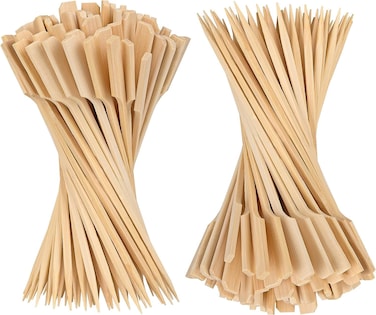 LAVISH Bamboo Skewers [100PCS,9 CM/3.5 Inch] , Sticks for Cocktail, Shish Kabab, Barbeque, Grilling, Appetizers, Food Picks, Wide Flat Paddle Wooden Sticks
