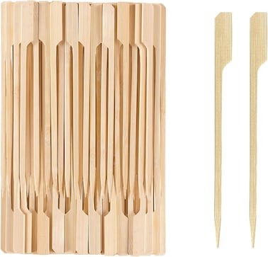 LAVISH Bamboo Skewers [100PCS,20 CM/ 8 Inch], Sticks for Cocktail, Shish Kabab, Barbeque, Grilling, Appetizers, Food Picks, Wide Flat Paddle Wooden Sticks