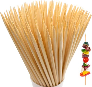 LAVISH Natural Bamboo Skewers, 100-Pack, 6-Inch Wooden Sticks for BBQ, Grilling, Kabobs, Fruit, Appetizers, Cocktail, Chocolate Fountain &amp; Crafts