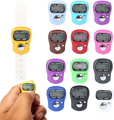 LAVISH Digital Tasbeeh Finger Counter 12 Pack &ndash; 5-Digit LCD Display Mechanical Hand Tally Clicker for Prayer, Zikr &amp; Counting Tasks &ndash; Mini Tracker