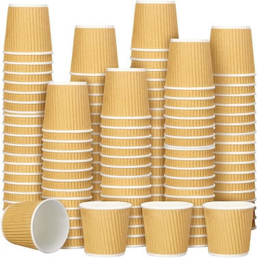 LAVISH 4oz Disposable Brown Ripple Cups   25 Pcs Insulated Paper To Go Cups   Leak-Proof, Heat-Resistant for Hot/Cold Drinks, Travel, Office, Cafes