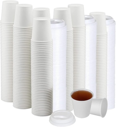LAVISH 4oz Disposable Coffee Cups with White Lids   25 Pcs Paper Espresso To Go Cups   Leak-Proof, Insulated, Eco-Friendly for Hot/Cold Drinks, Travel, Office, Parties