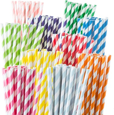 LAVISH 50 Pcs Biodegradable Paper Straws &ndash; Eco-Friendly Multicolor Wide Disposable Straws for Smoothies, Juice, Cocktail, Cold Drinks   Compostable &amp; Non-Bendable
