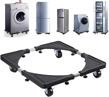 LAVISH Adjustable Washing Machine Stand with Wheels &ndash; Heavy Duty Movable Refrigerator Base, Anti-Slip, 138KG Load, Expandable 56&times;56cm