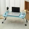 LVISH Foldable Laptop Desk Blue 60x40x28cm for Bed with iPad Slot &amp; Cup Holder &ndash; Adjustable Lap Tray, Non-Slip Legs, Portable Table for Work, Study &amp; Reading