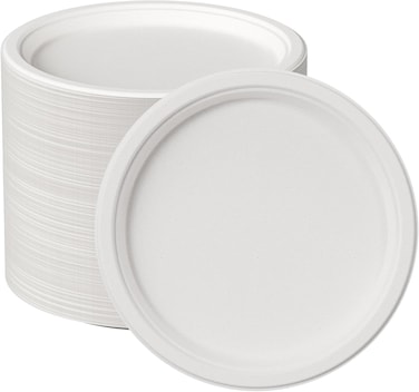 LAVISH 10-Inch Biodegradable Bagasse Plates   10-Pack Eco-Friendly Sugarcane Disposable Plates   Heavy-Duty Compostable &amp; Microwave-Safe Plates for Parties &amp; Daily Use