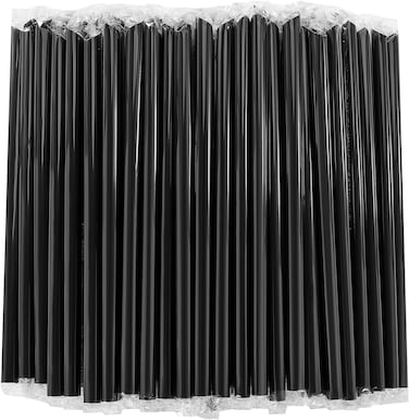 LAVISH 100 Black Smoothie Straws   Jumbo 12mm Wide, 21cm Long   Individually Wrapped, BPA-Free   Thick Disposable Boba Straws for Milkshakes, Juice, Bubble Tea, Slushies