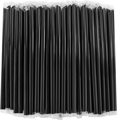 LAVISH 100 Black Smoothie Straws   Jumbo 12mm Wide, 21cm Long   Individually Wrapped, BPA-Free   Thick Disposable Boba Straws for Milkshakes, Juice, Bubble Tea, Slushies