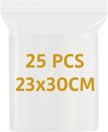 LAVISH Clear Ziplock Bags 23x30CM - 25 Pack   Resealable Plastic Storage Pouches   Food-Grade, Leakproof &amp; Reusable   For Food, Jewelry, Travel, Packing, Storage &amp; Organization