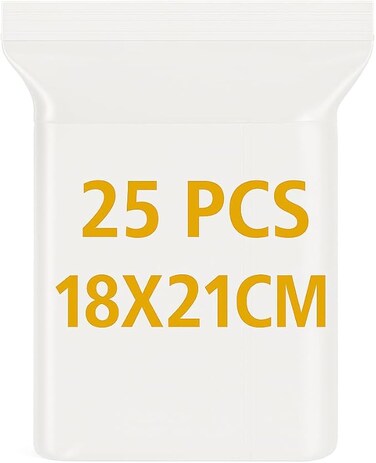 LAVISH Clear Ziplock Bags 18x21CM - 25 Pack   Resealable Plastic Storage Pouches   Food-Grade, Leakproof &amp; Reusable   For Food, Jewelry, Travel, Packing, Storage &amp; Organization