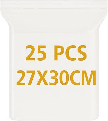 LAVISH Clear Ziplock Bags 27x30CM - 25 Pack   Resealable Plastic Storage Pouches   Food-Grade, Leakproof &amp; Reusable   For Food, Jewelry, Travel, Packing, Storage &amp; Organization
