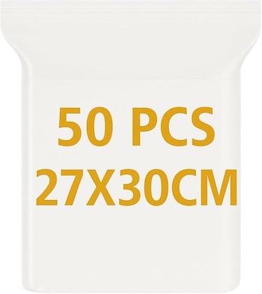 LAVISH Clear Ziplock Bags 27x30CM - 50 Pack   Resealable Plastic Storage Pouches   Food-Grade, Leakproof &amp; Reusable   For Food, Jewelry, Travel, Packing, Storage &amp; Organization