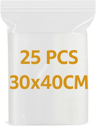 LAVISH Clear Ziplock Bags 30x40CM - 25 Pack   Resealable Plastic Storage Pouches   Food-Grade, Leakproof &amp; Reusable   For Food, Jewelry, Travel, Packing, Storage &amp; Organization