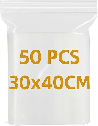 LAVISH Clear Ziplock Bags 30x40CM - 50 Pack   Resealable Plastic Storage Pouches   Food-Grade, Leakproof &amp; Reusable   For Food, Jewelry, Travel, Packing, Storage &amp; Organization