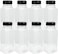 LAVISH 8Pcs Empty Plastic Reusable Square Shape Transparent 100ml/4Oz Bottles With Black Caps For Juice, Milk, Water and Many More, Size 9 x 4 cm