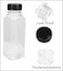 LAVISH 12Pcs Empty Plastic Reusable Square Shape Transparent 100ml/4Oz Bottles With Black Caps For Juice, Milk, Water and Many More, Size 9 x 4 cm