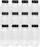 LAVISH 12Pcs Empty Plastic Reusable Square Shape Transparent 100ml/4Oz Bottles With Black Caps For Juice, Milk, Water and Many More, Size 9 x 4 cm