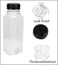 LAVISH 24Pcs Empty Plastic Reusable Square Shape Transparent 250ml/8Oz Bottles With Black Caps For Juice, Milk, Water and Many More