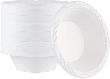 LAVISH Disposable 12Oz White Plastic Bowls &ndash; 25 Pack   Heavy-Duty, Leakproof, BPA-Free Soup &amp; Dessert Bowls for Parties, Catering &amp; Everyday Use