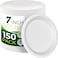 LAVISH[ 150- Piece ] 7-Inch Compostable Heavy-Duty Eco-Friendly Disposable Sugarcane Biodegradable White Paper Plates