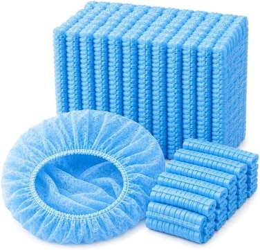 LAVISH Bouffant Caps 100-Pack Blue Hair Nets Non-Woven Lightweight Hair Covers for Food Service, Kitchen, Catering, Salon and Medical Use