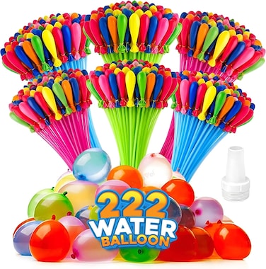 LAVISH Rapid-Fill Self-Sealing Water Balloons, 2 x 111 Pieces, Multicolor, Easy Fill for Outdoor Games, Parties and Summer Activities (111 Pcs/Bag x 1 Bags per Pack)