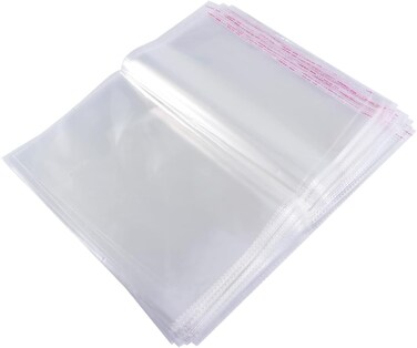 LAVISH Resealable Self-Sealing Cellophane 50 Pcs Bags 12 x 16 Inch, Transparent  Plastic Bags For Bakery Candle Soap Cookie