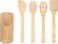 LAVISH Wooden spoons and woden holder, Wooden Spoons for Cooking 5 Pieces Pure Bamboo Wooden Solid Turner, Spatula, Slotted Spoon